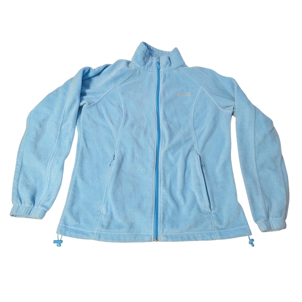 Columbia Womens Large Benton‎ Springs Full Zip Fleece Jacket Light Blue Gorpcore